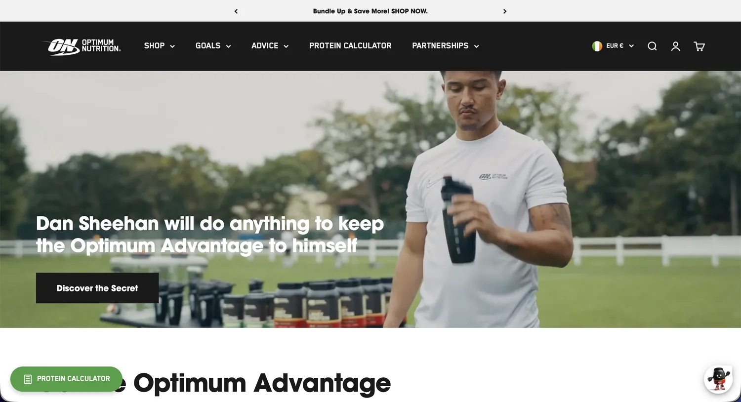 Optimum Nutrition Shopify storefront